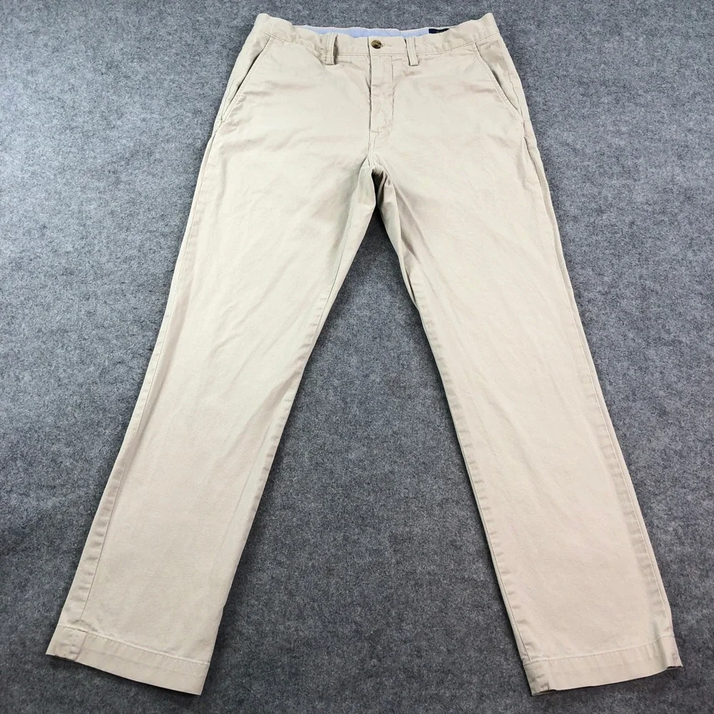 Polo Ralph Lauren Mens Chino Pants 32x30 Stretch Straight Fit Beige Tan Office